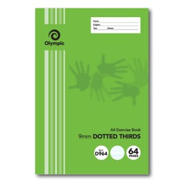 Olympic, A4 Exercise Book, 64 pages, 9mm Dotted Thirds with Red Margin