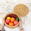 IGNPION Rattan Storage Basket with lid Table Decorative Wicker Storage