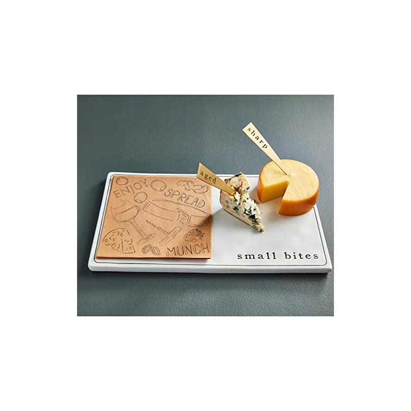 Mud Pie Cheese Cutting Board Set, White, 7" x 12