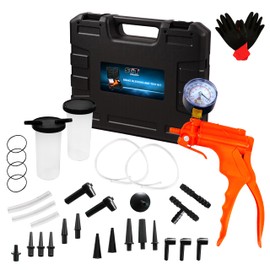 SGT 2 in 1 Brake Bleeder Kit,Brake Bleeding Kit with Hand Vacuum Pump and Adapters,for Brake Fluid Power Steering Fluid More,Vacuum Brake Bleeder Pump with Case & Gloves