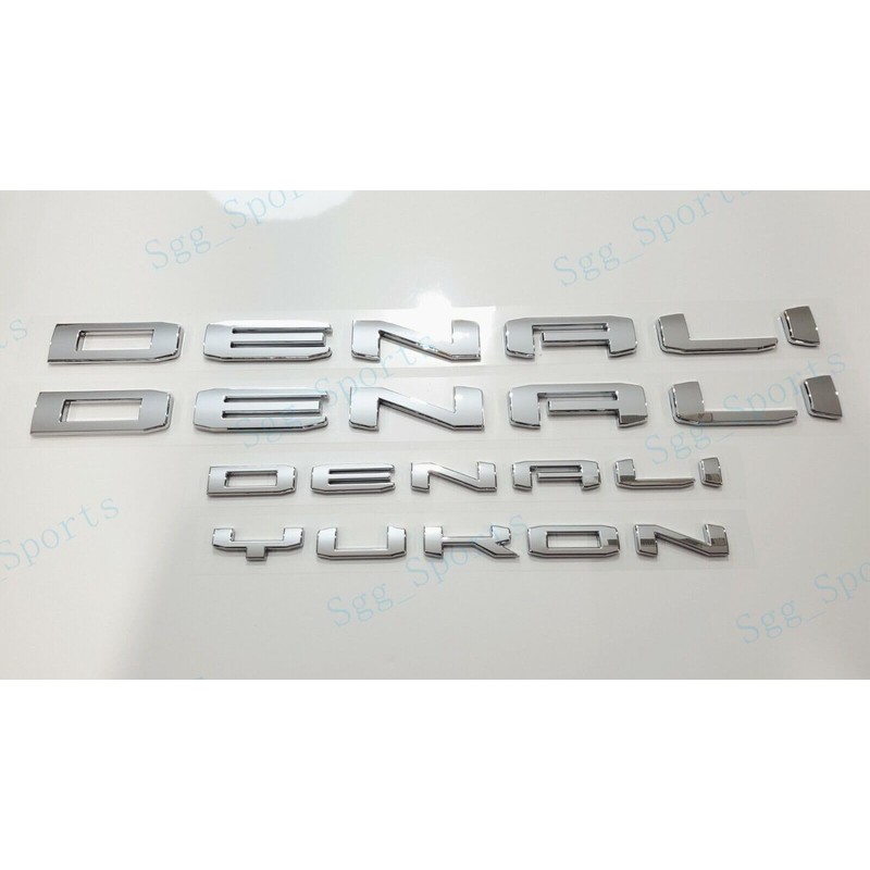 4Pc Set Denali Yukon Emblems Fender Door Rear Tailgate Letters