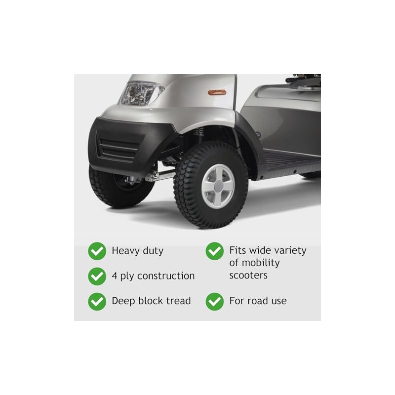 SPARES2GO Mobility Scooter Tyre 4.00x5 Block Tread 4.00-5 400x5 400-5