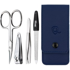 marQus Manicure set for women and men - 4 Piece pedicure kit, incl. sharp nail scissors, tweezers, nail clippers & sapphire nail file from Solingen - Perfect for travelling, manicure and pedicure