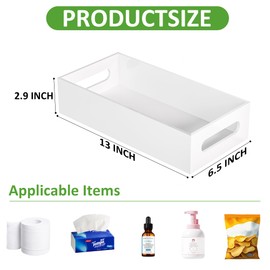 Hexsonhoma White Toilet Basket Tank Tray, Acrylic Bathroom Basket, Back of Toilet Organizer for Paper Storage, Anti-slip and Moisture-proof