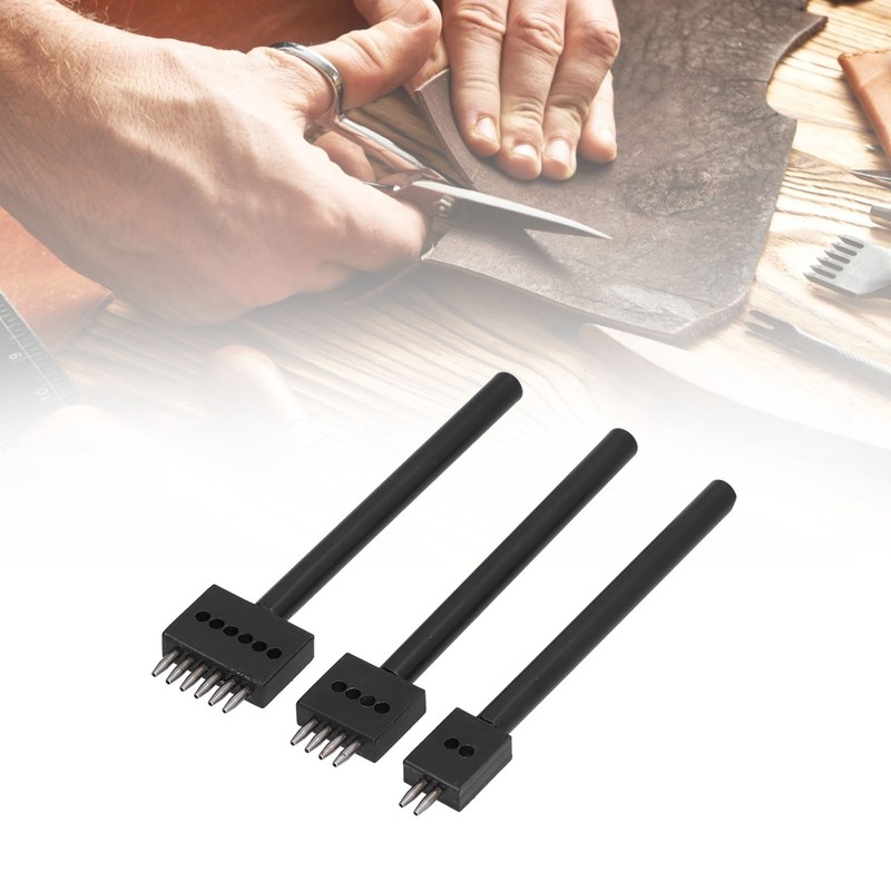 3Pcs Leather Perforated Tool Black Tooth Durable Quick Easy DIY