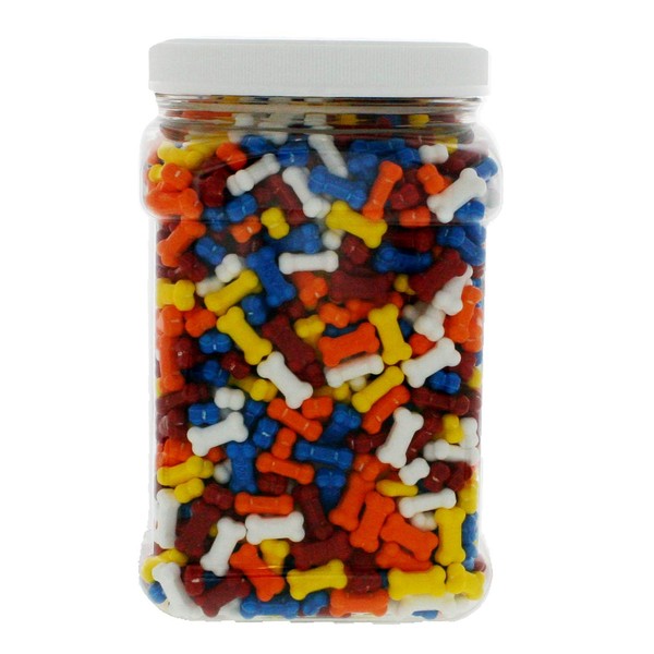 Candy Bonz 3.5 Pound Dog Bonz Bulk Candy - Assorted Bulk Dog Bones Candy in 64 FL OZ Gift Ready Reusable Square Jar