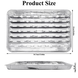 Aleker Pack of 20 Foil Trays BBQ, 34.5 x 22 x 2.8cm BBQ Trays, Aluminum Foil Drip Tray, Large Barbecue Oil Drip Pans for Outdoor Grill, Perforated BBQ Grill Tray, Grill Accessories for Oven & Charcoal