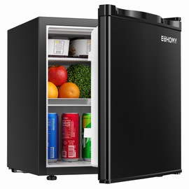 EUHOMY 1.7 Cu.Ft Mini Fridge, Reversible Single Door Compact Refrigerator, Adjustable Thermostat, Energy Saving, Mini Fridge for Bedroom, Office, Dorm, Black