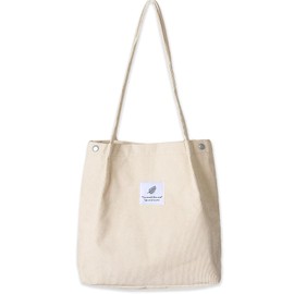Bikasun Large Shoulder Bag Women's Cord Shoulder Bag Beach Bag Cord Bag Crossbody Bag Shopper Tote Bag Shopping Bag Handbag Shopper for Work Shopping School, Beige 02