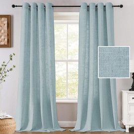 H.VERSAILTEX Extra Long Linen Curtains 108 Inches for Living Room Set of 2 Panels Grommet Drapes Light Filtering Privacy Curtains for Patio Door, 52" W x 108" L, Cloud Blue