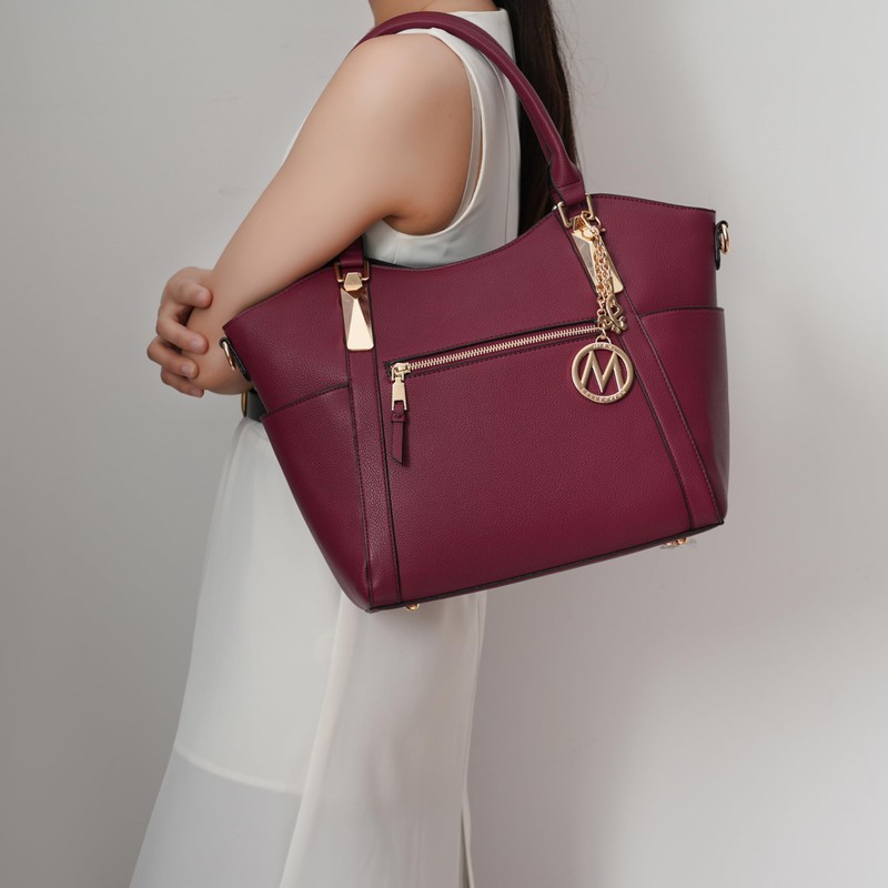 MKF Collection Tote Satchel Handbag for Women: PU Leather Shoulder