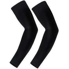 [Makitsu] アームカバー 腕カバー 無地 冷感 吸汗速乾 サラサラ 滑り止めシリコン付き UVカット UPF50+ 日焼け防止アームカバー スポーツ活動用 男女兼用 両腕2枚入り (ブラック, S)