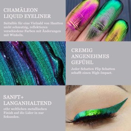 EONFAVE Chameleon Liquid Eyeliner, Green Liquid Eyeliner, Waterproof, Glitter Metallic Green Eyeliner Pen, Multichrome Eyeliner Glitter Eyeshadow, Ultra-Fine Tip, Durable Shimmer Eyeliner Pencil