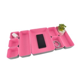 RHONZHAO Felt Drawer Organizer Tray, 8 Pack Drawer organizers bins dividers storage trays, Shallow Desk Drawer Organizer for Office Gadgets and Jewelry Storage (Pink)