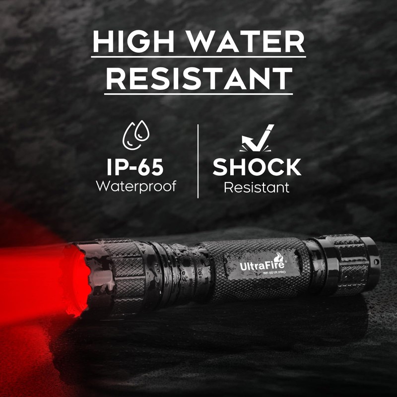 ULTRAFIRE Red LED Flashlight, 10W Single Mode Red Light Flashlight