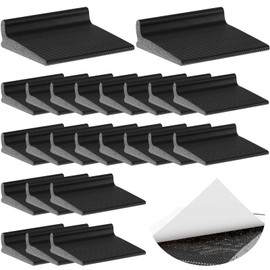 Pangda 25 Pcs Door Corner Seal, Self Adhesive Frame Door Corner Seals Raised Behind Weatherstripping for Noise Isolation and Weather Protection (Classic,Black)