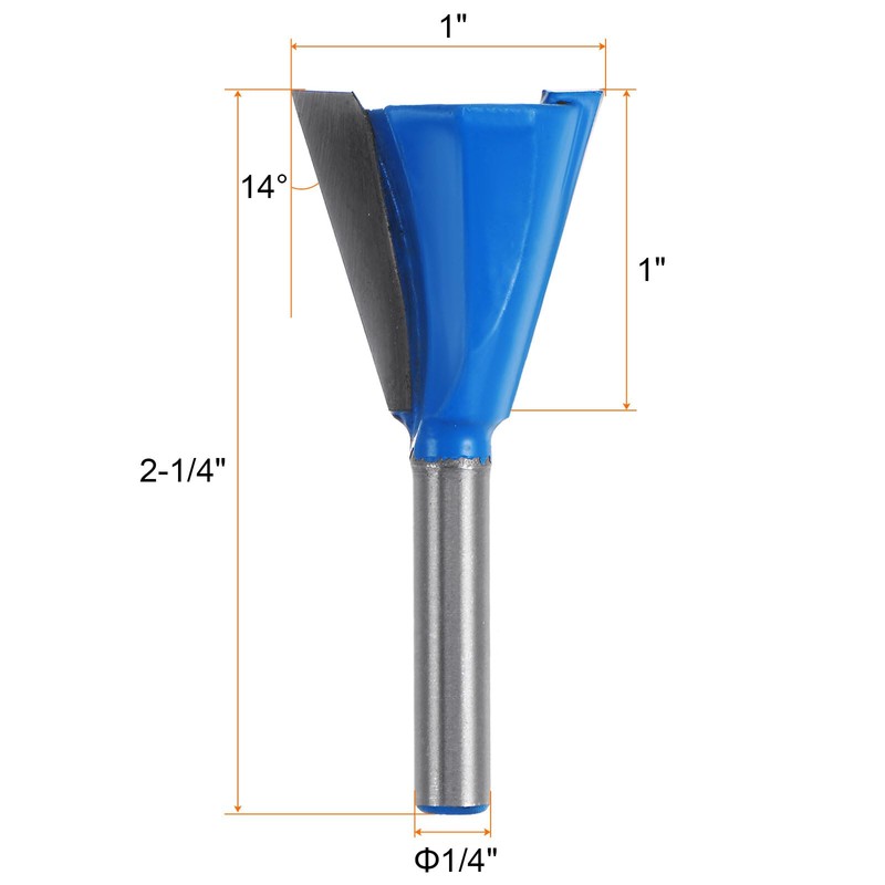 HARFINGTON Dovetail Router Bit 1/4" Shank 1" Dia Tungsten Carbide