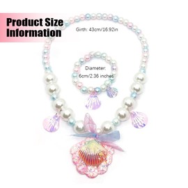 MenYiYDS 2 Pcs Jewellery Set Girls Necklace Bracelet Kids Necklace and Bracelet with Beads Shell Jewelry for Girls Kids