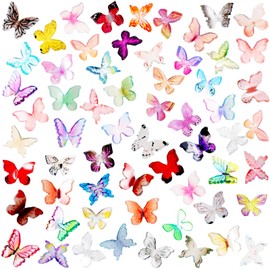 60Pcs Micro Resin Butterflies, Crafts Miniature Tiny Butterflies, Mini Resin Animals Figurines for DIY Garden Dollhouse Micro Landscaping Decoration
