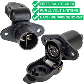 7+1 or 13+1 Pin Socket to Choose From, Universal for Car, Screw Contact According to ISO 11446 And ISO 1724, for 12 V Trailer Systems, for Screwing on, with Seal, Plug Connection Pin, Plug Socket