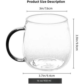 Maqql glass coffee mugs set of 6 clear Multi-coloured handles for easy differentiatio