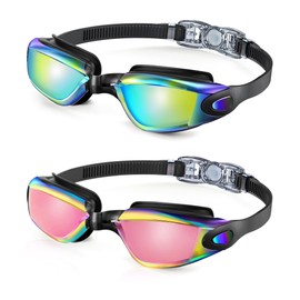 OUTDOORKING Goggles Kids Swim Kids-Goggles-Swimming: Anti Fog Kids Goggles for Girls Boys with UV400 No Leak 2 Pack Age 6-16