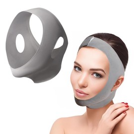 JIEYUCHU V Gesichtsmasken, Kinnmaske Doppelkinn, Wiederverwendbare Gesichts Schlankheitsgurt, Kinnmaske Schlafen für Doppelkinn und schlaffe Gesichtshaut, Grau