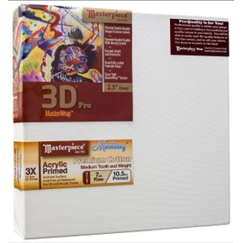 MASTERPIECE Z1DM-0912 3D Pro 2.5" Deep Monterey 10.5 oz Cotton Medium Texture Stretched Canvas 9" x 12" White