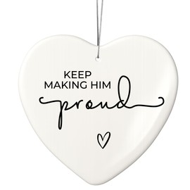 Keep Making Him Proud Memorial Ornament – Heartfelt Remembrance Gift for Loss of Dad, Grandfather or Loved One – Bereavement Keepsake – Christmas Heart Ornament with Gift Box, Memorial