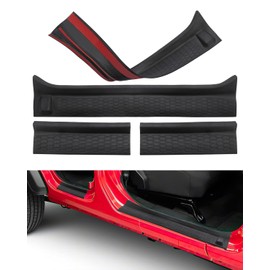 QMPARTS Door Sill Guards Kit for Gladiator JT Wrangler JL 4 Doors 2018-2024, Door Entry Guard Protector Accessories - Black Entry Scuff Plate Cover (4pcs Set)