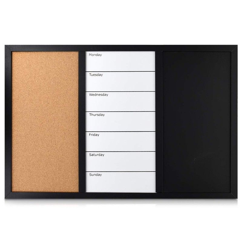 Navaris Combination Board Cork/Whiteboard/Chalkboard - 24 x 36 inches Combo