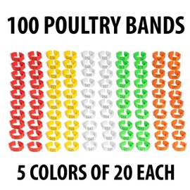 100 Pcs Chicken Leg Bands - 16-20mm Adjustable Chicken Identification Leg Bands - 5 Colors for for Ducks Bantam Guinea Pigeons Goose Gamefowl