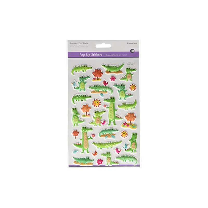 Multicraft Imports SS066C Later Gator Craft 3D Pop-Up Stickers, Multicolor