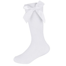 A2Z 4 Kids Infant Baby Girls Knee High Socks with Ribbon Bow Comfortable - Socks AZ777 White 6-12 M