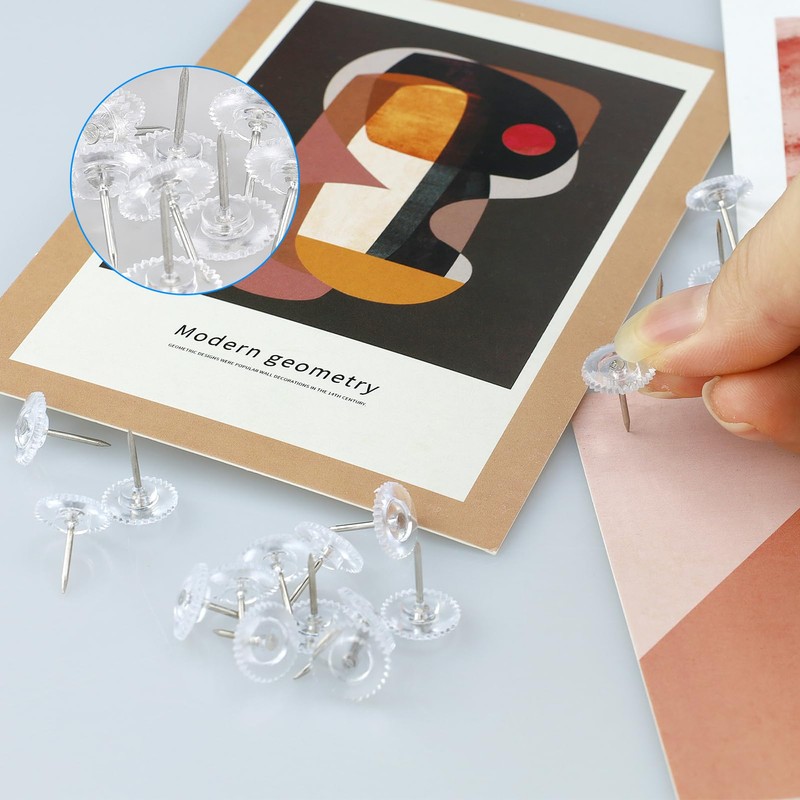 HXMJIED 50pcs Clear Push Pins, Flat Head Push Pins, Plastic