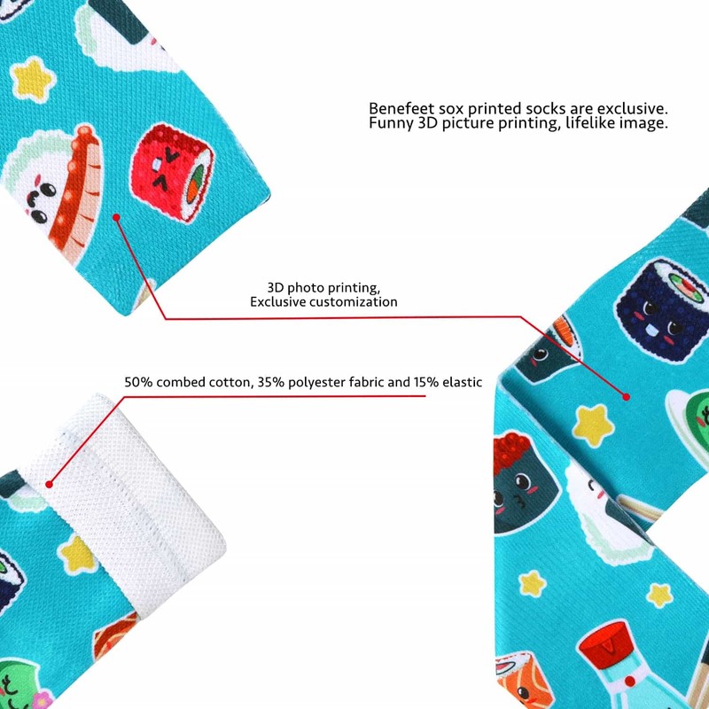 Benefeet Sox Novedad calcetines locos divertidos para hombres y niños,Sushi