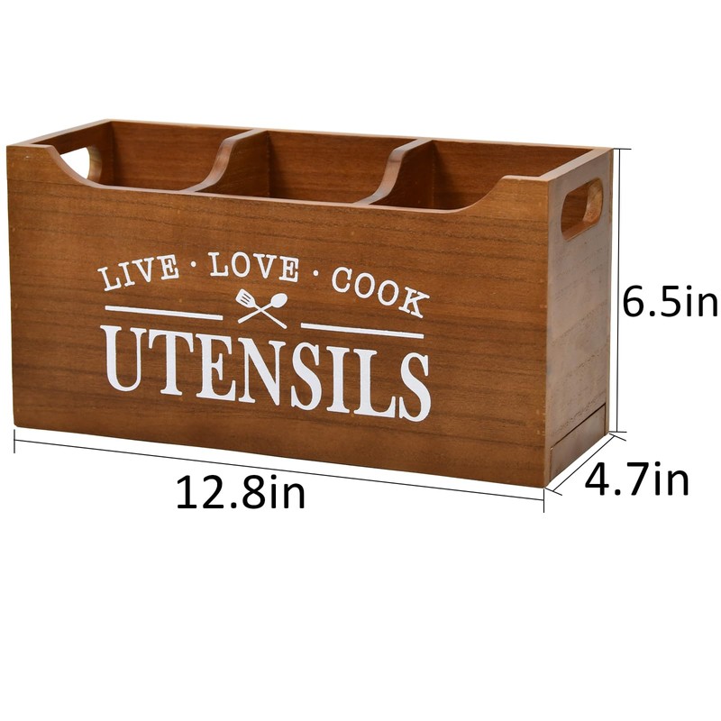 Karisky Kitchen Utensil Holder with Drainage Bottom, Large 3 Compartments