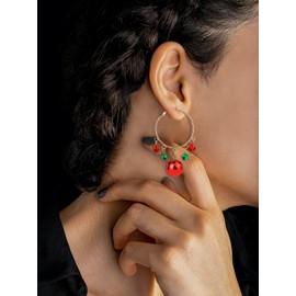 Christmas Earrings for Women, Christmas Hoop Earrings as Christmas Jewelry for Girls, Christmas Ball Earrings with Jingle Bells as Holiday Earrings Xmas Earrings for Ugly Sweater Party
