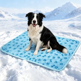 YAOGEG Upgraded Dog Cooling Mat for Dogs& Cats,Ice Silk Self Cooling Mat for Dogs(Q-Max>0.5),Washable Breathable Non-Slip Summer Dog Bed Mats for Crate Car Sofa Indoor Outdoor,Light Blue 29.1×18.5in