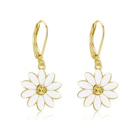ONEFINITY Daisy Earrings 925 Sterling Silver Daisy Dangle Earring Flower Earring Daisy Jewellery Gifts for Women