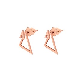 Ear Jacket Earrings - Valentine's Day Gift - Triangle Earring - Dainty Ear Jacket - Double Earrings - Geometric Earrings - Gift for Her (18K Rose Gold)