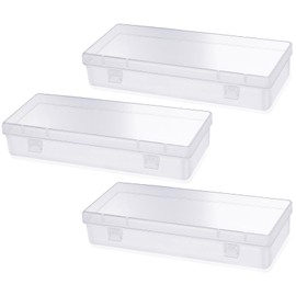 COMNICO 3 Pcs Storage Containers, Small Plastic Mini Clear Bead Rectangle Boxes Transparent Portable Cases Accessories for Jewelry Crafts Screws and Small Items