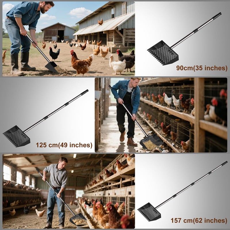 OJLUOJ Metal Chicken Poop Scooper & Rake Scoop 10" Metal