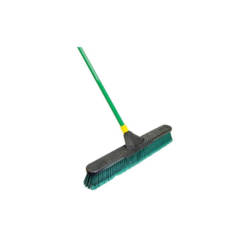 Quickie Bulldozer 24-Inch Multi-Surface Push Broom, 60" Wood Handle, Green,