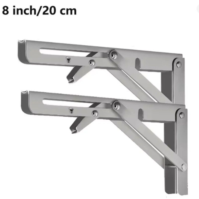 2-Pack 8 Inch Folding Shelf Brackets, Metal Wall Mounted Locking
