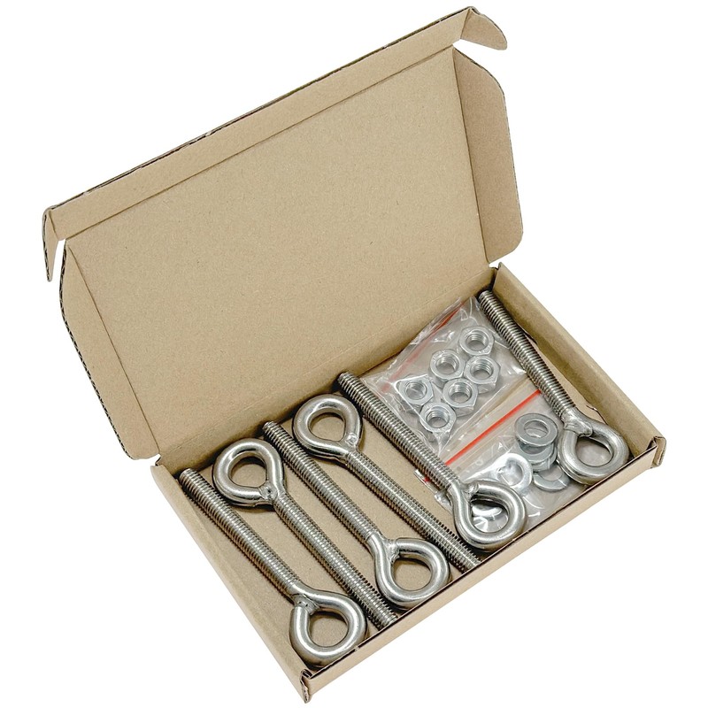 6 Pieces Closed Eye Bolts with Long Handles – Heavy-Duty