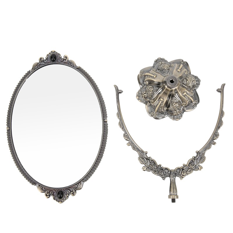 MakeUp Mirror EuropeanStyle Metal Retro DoubleSided Mirror for Bathroom Bedroom