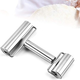 Goeielewe Rolling Pin Double Roller, Stainless Steel Pastry and Pizza Double Dough Baker Roller Metal Kitchen Utensils Ideal for Baking Dough, Pizza, Pie, Pastries, Pasta and Cookies
