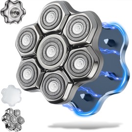 UPTARD UPTARD Magnetic Head Shaver Replacement Heads 7 Double Ring Waterproof Rotary Razor Blades for Bald Men Compatible with freebird wyklaus shpavver(Silver)