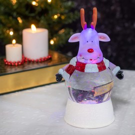 Elanze Designs Christmas Reindeer Figurine 100MM Glitter Water Globe Decoration